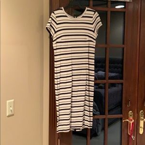 Ann Taylor navy stripe sheath dress